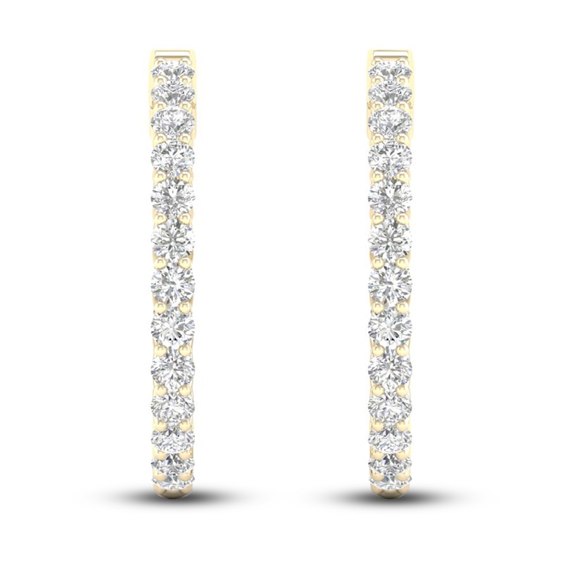 Main Image 2 of Lab-Grown Diamond Hoop Earrings 3 ct tw Round 14K Yellow Gold
