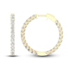 Thumbnail Image 2 of Lab-Created Diamond Hoop Earrings 3 ct tw Round 14K Yellow Gold