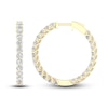 Thumbnail Image 3 of Lab-Grown Diamond Hoop Earrings 3 ct tw Round 14K Yellow Gold