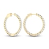 Thumbnail Image 3 of Lab-Created Diamond Hoop Earrings 3 ct tw Round 14K Yellow Gold