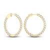 Thumbnail Image 4 of Lab-Grown Diamond Hoop Earrings 3 ct tw Round 14K Yellow Gold