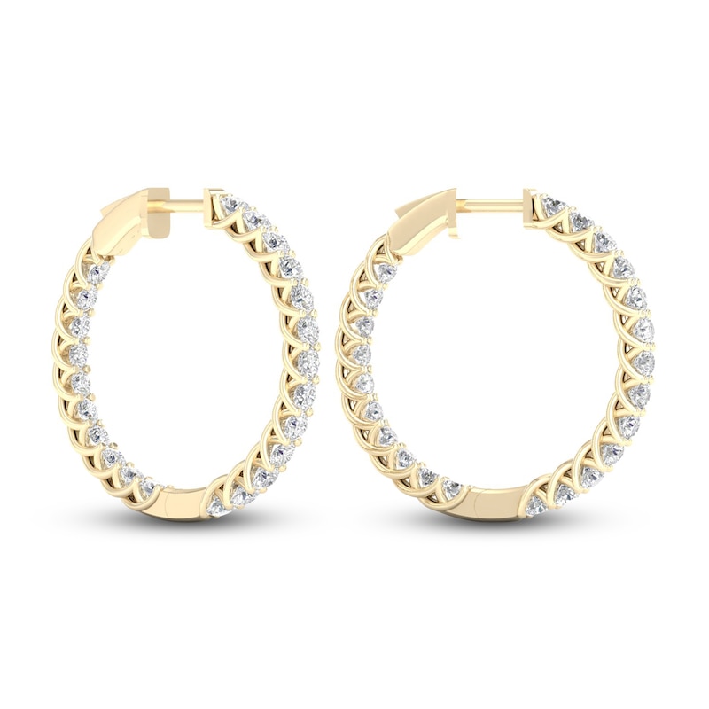 Lab-Created Diamond Hoop Earrings 3 ct tw Round 14K Yellow Gold