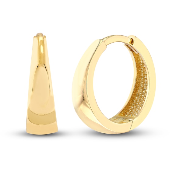 Tapered Polished Huggie Earrings 14K Yellow Gold 14mm