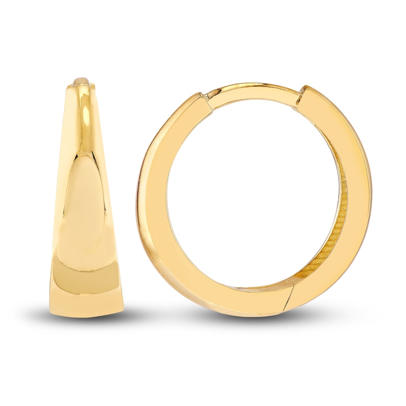 Main Image 2 of Tapered Polished Huggie Earrings 14K Yellow Gold 14mm