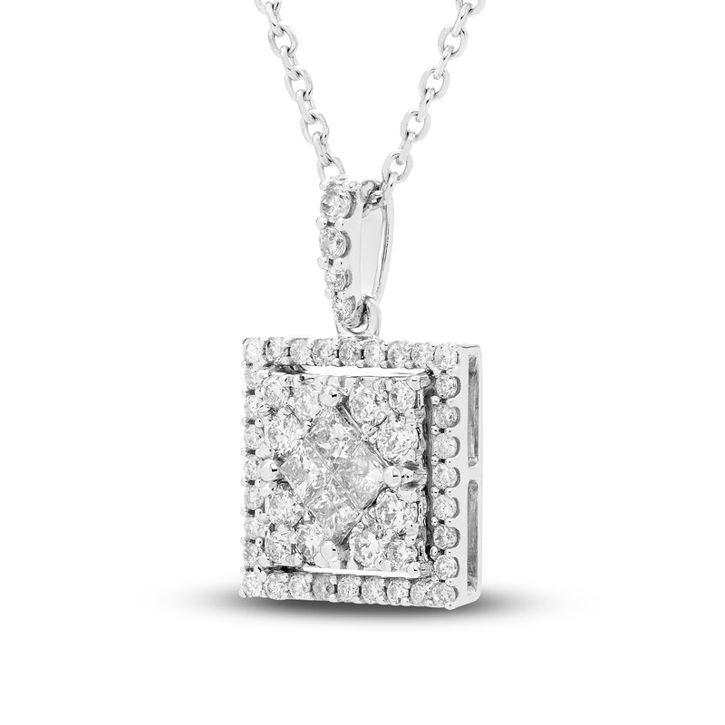 Main Image 2 of Diamond Pendant Necklace 1/2 ct tw Princess/Round 10K White Gold 18"