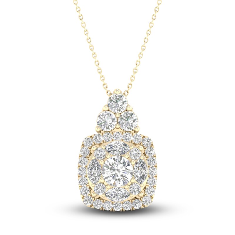 Main Image 1 of Diamond Pendant Necklace 3/4 ct tw Round/Marquise 14K Yellow Gold