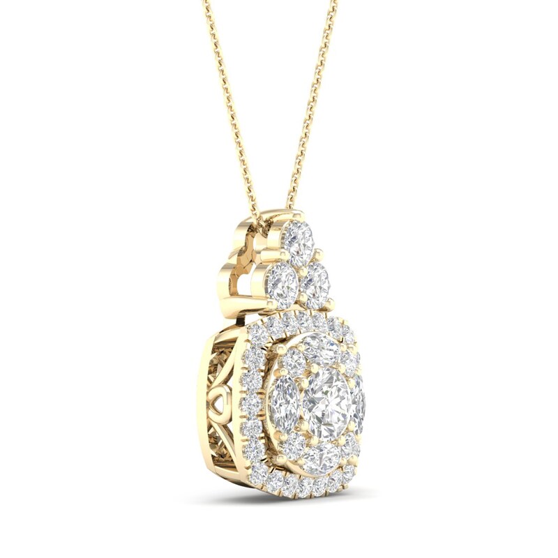 Main Image 2 of Diamond Pendant Necklace 3/4 ct tw Round/Marquise 14K Yellow Gold