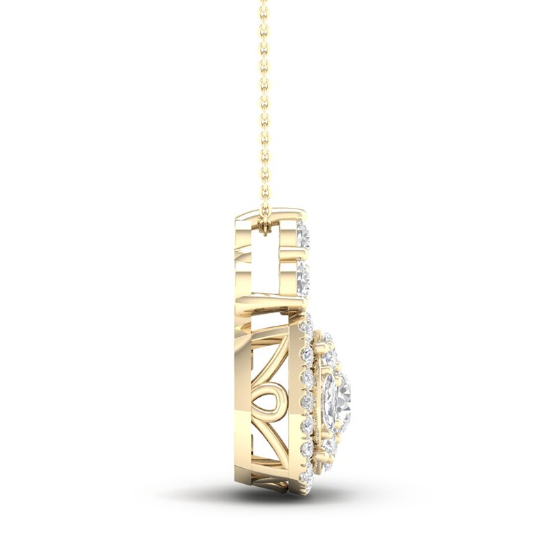 Main Image 3 of Diamond Pendant Necklace 3/4 ct tw Round/Marquise 14K Yellow Gold