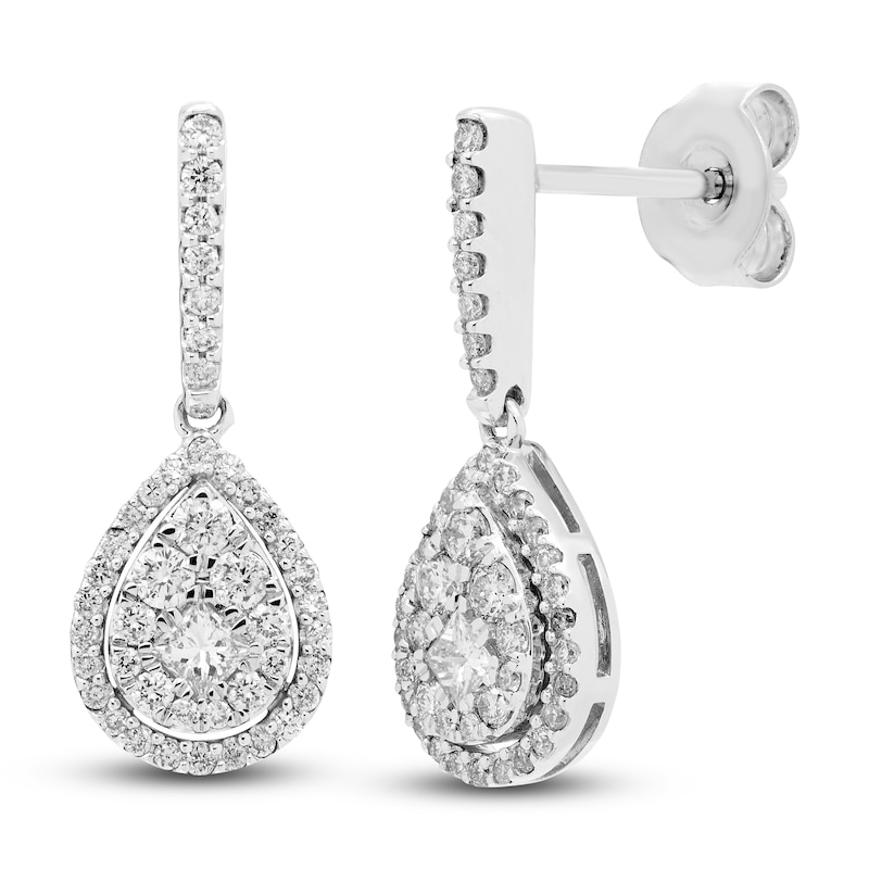 Main Image 1 of Diamond Dangle Earrings 1/2 ct tw Round 10K White Gold