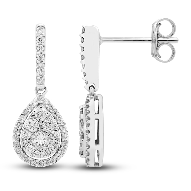 Main Image 2 of Diamond Dangle Earrings 1/2 ct tw Round 10K White Gold