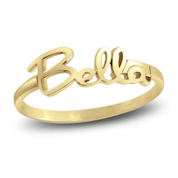 High-Polish Personalized Name Ring Yellow Gold-Plated Sterling Silver