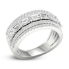 Thumbnail Image 1 of Lab-Created Diamond Ring 2-1/3 ct tw Emerald/Round 14K White Gold