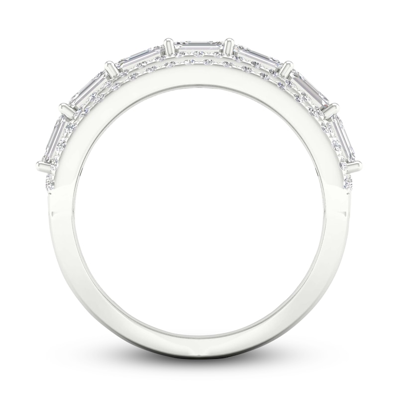Main Image 4 of Lab-Grown Diamond Ring 2-1/3 ct tw Emerald/Round 14K White Gold