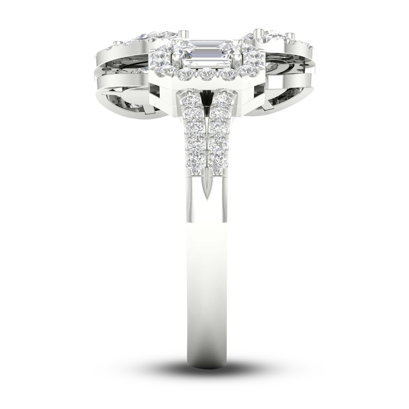 Main Image 3 of Lab-Grown Diamond Ring 1 ct tw Oval/Emerald/Pear/Round 14K White Gold