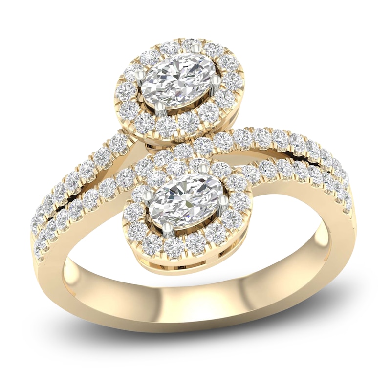 Main Image 1 of Lab-Grown Diamond Ring 1 ct tw Oval/Round 14K Yellow Gold