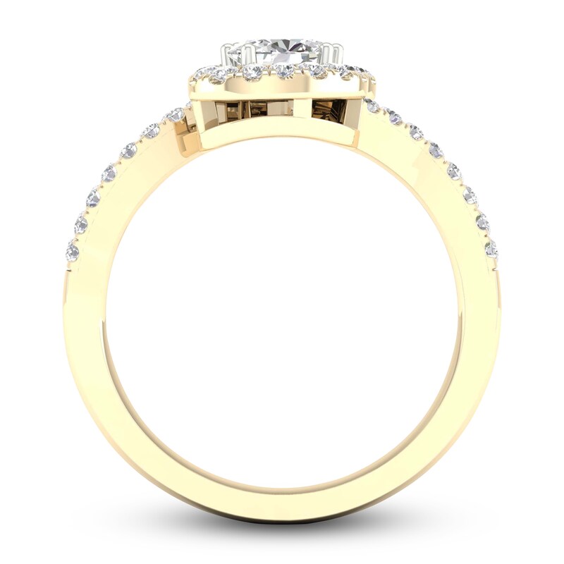 Main Image 3 of Lab-Grown Diamond Ring 1 ct tw Oval/Round 14K Yellow Gold