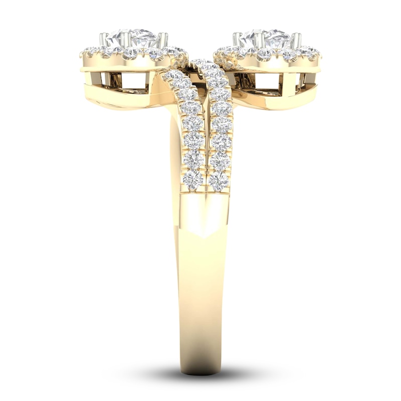 Main Image 4 of Lab-Grown Diamond Ring 1 ct tw Oval/Round 14K Yellow Gold