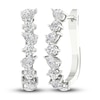 Thumbnail Image 3 of Lab-Grown Diamond Hoop Earrings 3-1/5 ct tw Pear/Round 14K White Gold