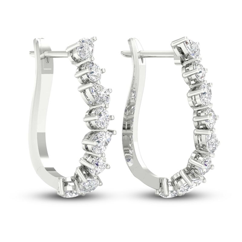 Main Image 4 of Lab-Grown Diamond Hoop Earrings 3-1/5 ct tw Pear/Round 14K White Gold