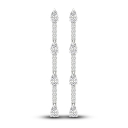 Lab-Grown Diamond Drop Earrings 2 ct tw Pear/Round 14K White Gold