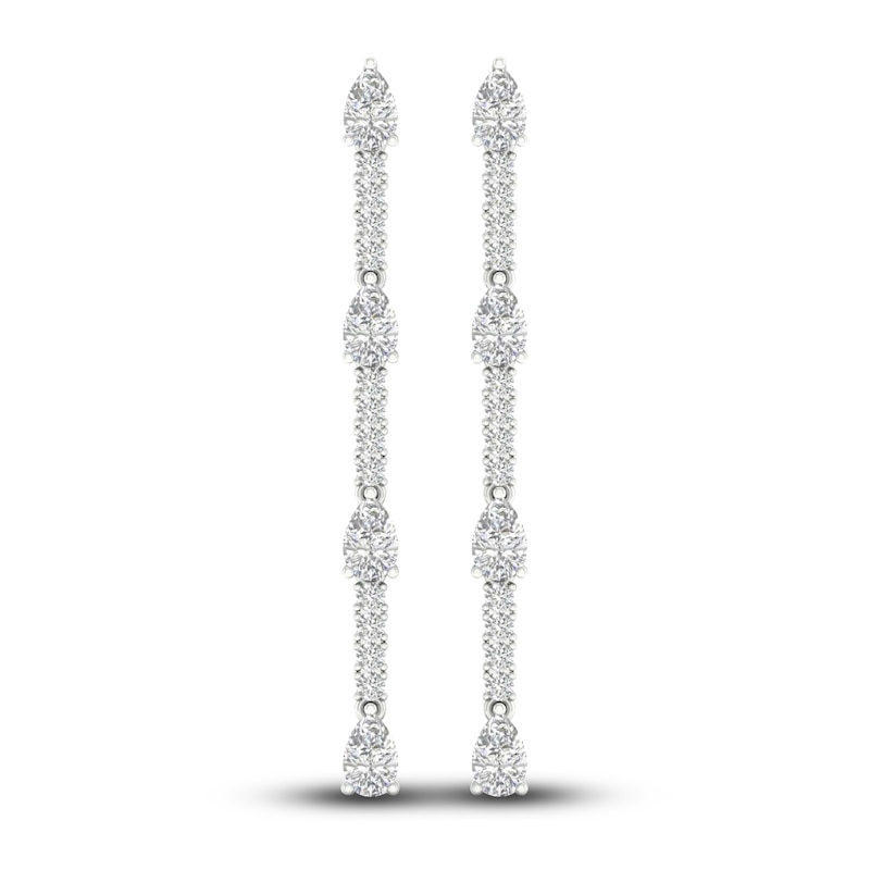 Main Image 1 of Lab-Grown Diamond Drop Earrings 2 ct tw Pear/Round 14K White Gold