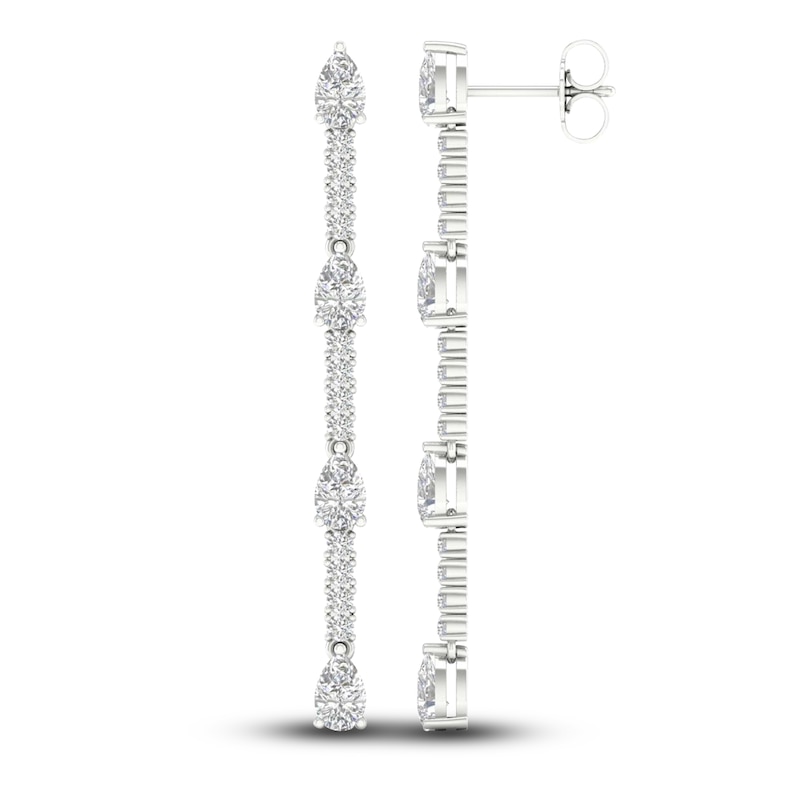 Main Image 2 of Lab-Grown Diamond Drop Earrings 2 ct tw Pear/Round 14K White Gold