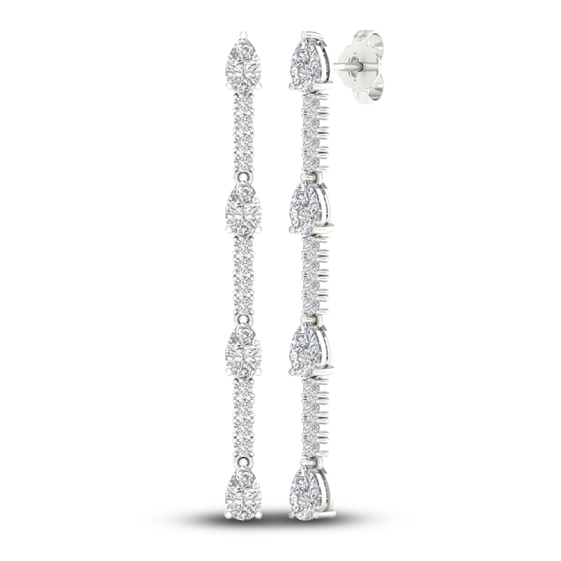 Main Image 3 of Lab-Grown Diamond Drop Earrings 2 ct tw Pear/Round 14K White Gold