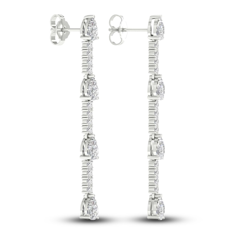 Main Image 4 of Lab-Grown Diamond Drop Earrings 2 ct tw Pear/Round 14K White Gold