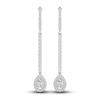 Thumbnail Image 0 of Lab-Created Diamond Dangle Earrings 1-1/2 ct tw Pear/Round 14K White Gold