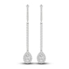 Thumbnail Image 1 of Lab-Grown Diamond Dangle Earrings 1-1/2 ct tw Pear/Round 14K White Gold