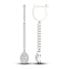 Thumbnail Image 1 of Lab-Created Diamond Dangle Earrings 1-1/2 ct tw Pear/Round 14K White Gold