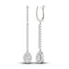 Thumbnail Image 2 of Lab-Created Diamond Dangle Earrings 1-1/2 ct tw Pear/Round 14K White Gold