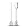 Thumbnail Image 3 of Lab-Grown Diamond Dangle Earrings 1-1/2 ct tw Pear/Round 14K White Gold