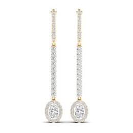 Lab-Grown Diamond Dangle Earrings 1-1/2 ct tw Oval/Round 14K Yellow Gold