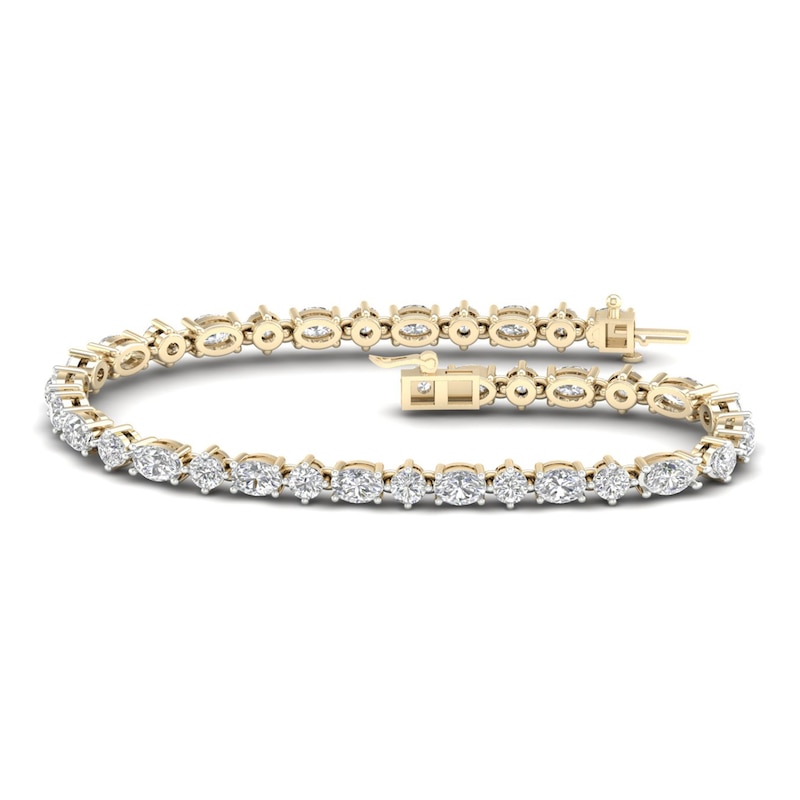 Lab-Created Diamond Tennis Bracelet 7 ct tw Round/Oval 14K Yellow Gold