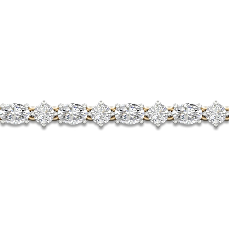Main Image 2 of Lab-Grown Diamond Tennis Bracelet 7 ct tw Round/Oval 14K Yellow Gold