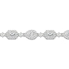 Thumbnail Image 1 of Lab-Created Diamond Bracelet 5-1/2 ct tw Emerald/Pear/Round 14K White Gold
