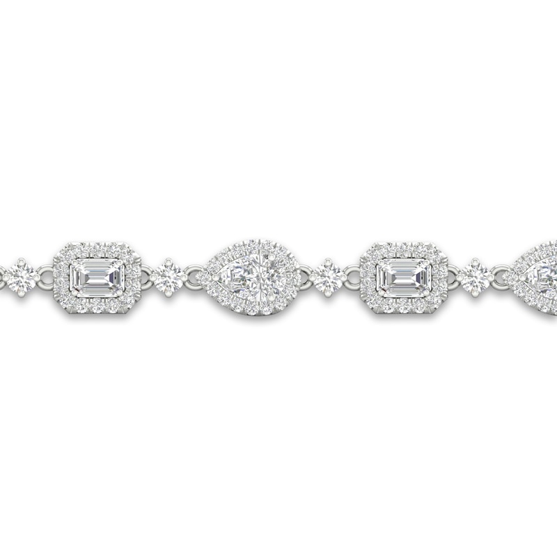 Main Image 2 of Lab-Grown Diamond Tennis Bracelet 5-1/2 ct tw Emerald/Pear/Round 14K White Gold