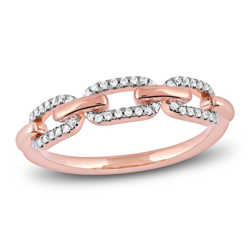 Main Image 1 of Diamond Oval Link Ring 1/6 ct tw Round 14K Rose Gold