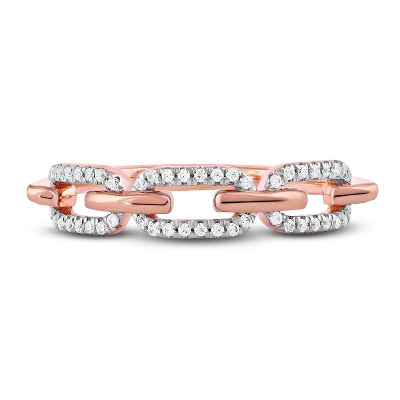 Diamond Oval Link Ring 1/6 ct tw Round 14K Rose Gold