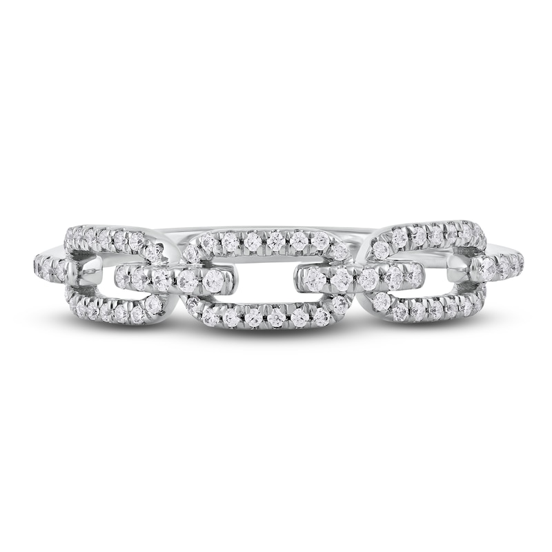 Diamond Oval Link Ring 1/4 ct tw Round 14K White Gold