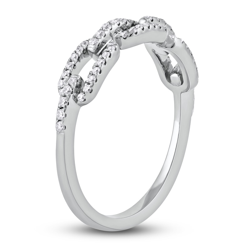 Main Image 2 of Diamond Oval Link Ring 1/4 ct tw Round 14K White Gold