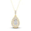 Thumbnail Image 1 of Lab-Grown Diamond Pendant Necklace 3/4 ct tw Pear/Round 14K Yellow Gold
