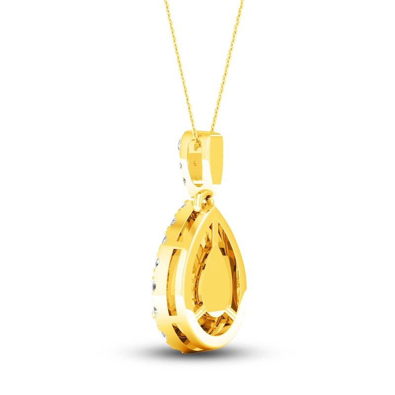Main Image 3 of Lab-Grown Diamond Pendant Necklace 3/4 ct tw Pear/Round 14K Yellow Gold