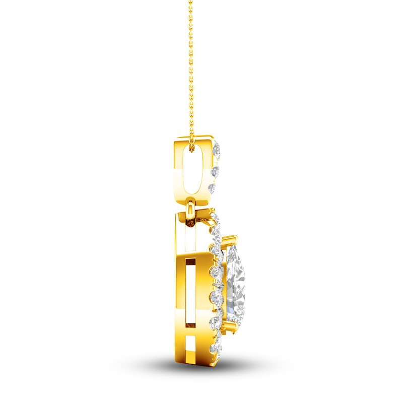 Main Image 4 of Lab-Grown Diamond Pendant Necklace 3/4 ct tw Pear/Round 14K Yellow Gold