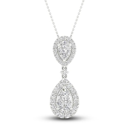 Lab-Grown Diamond Pendant Necklace 1 ct tw Pear/Round 14K White Gold