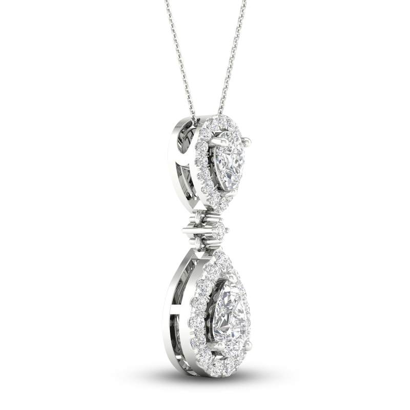 Main Image 2 of Lab-Grown Diamond Pendant Necklace 1 ct tw Pear/Round 14K White Gold