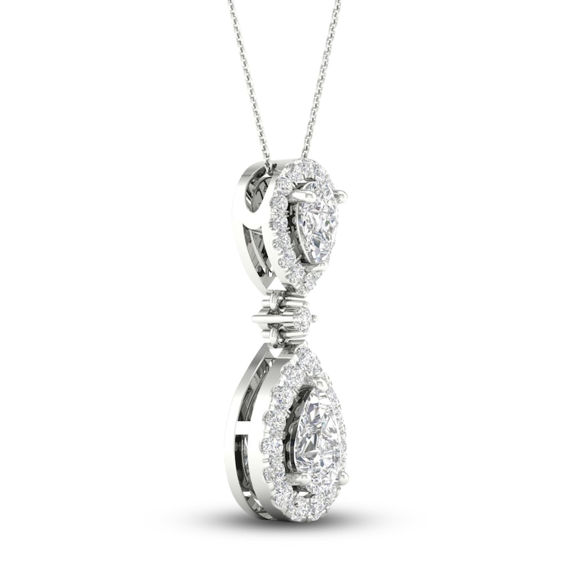 Lab-Created Diamond Pendant Necklace 1 ct tw Pear/Round 14K White Gold