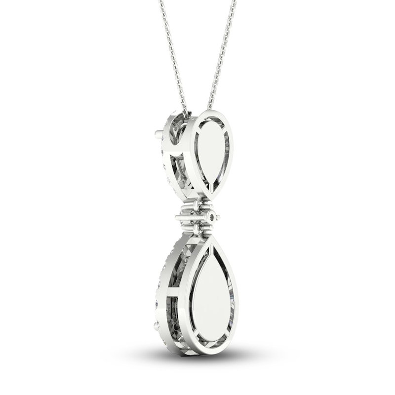 Lab-Created Diamond Pendant Necklace 1 ct tw Pear/Round 14K White Gold