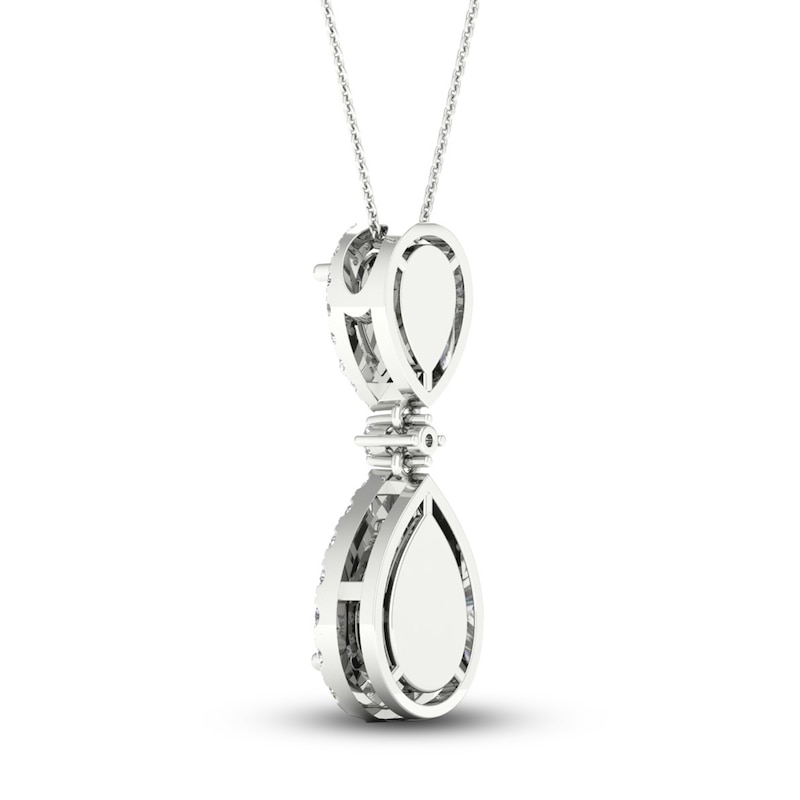 Main Image 3 of Lab-Grown Diamond Pendant Necklace 1 ct tw Pear/Round 14K White Gold